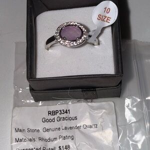 Good Gracious Lavender Quartz Rhodium Ring
